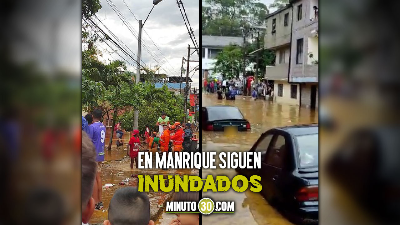 [Video] ¡En hombros! Rescatistas ayudaron a salir a varios ciudadanos tras inundación en Manrique