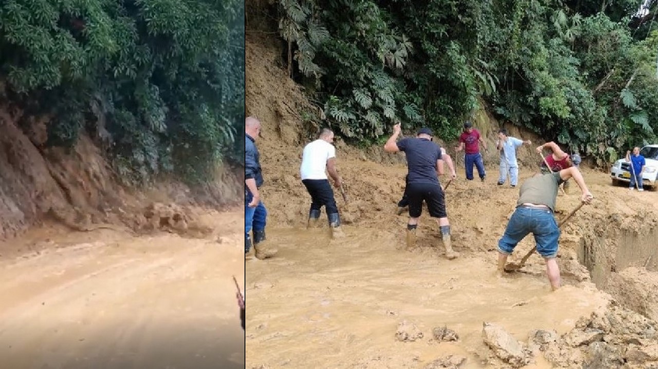 Fotos y video: Denuncian que erosión de tierra tiene sin acceso la vía Barbosa-Santo Domingo