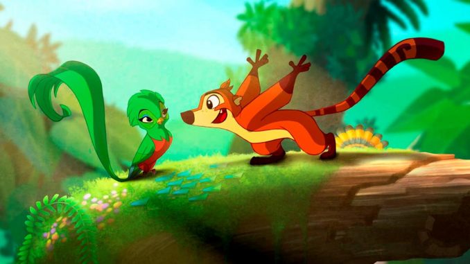 Fotograma cedido por Titanium Marketing donde aparecen los personajes Amaya (i) y Nachí (d), durante una escena de la cinta de animación "Koatí" que se estrenará a partir del 15 de octubre en Estados Unidos y comenzará a llegar a los principales mercados hispanos a partir de esa fecha. EFE/Titanium Marketing / Koati