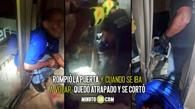 Presunto ladrón quedó atrancado en la puerta de un local Presunto ladrón quedó atrancado en la puerta de un local