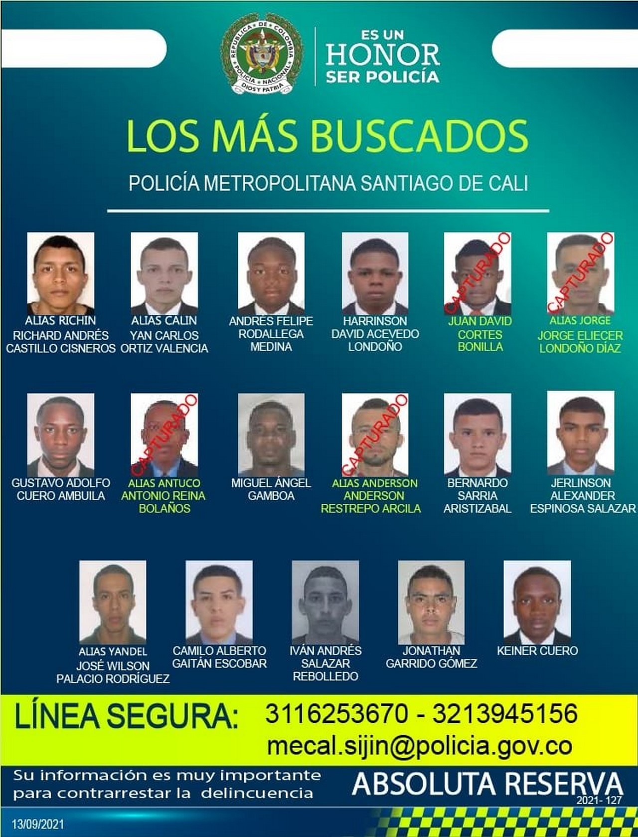 ¡Véalos bien! Estos son los más buscados en Cali por homicidio 1 masbuscados