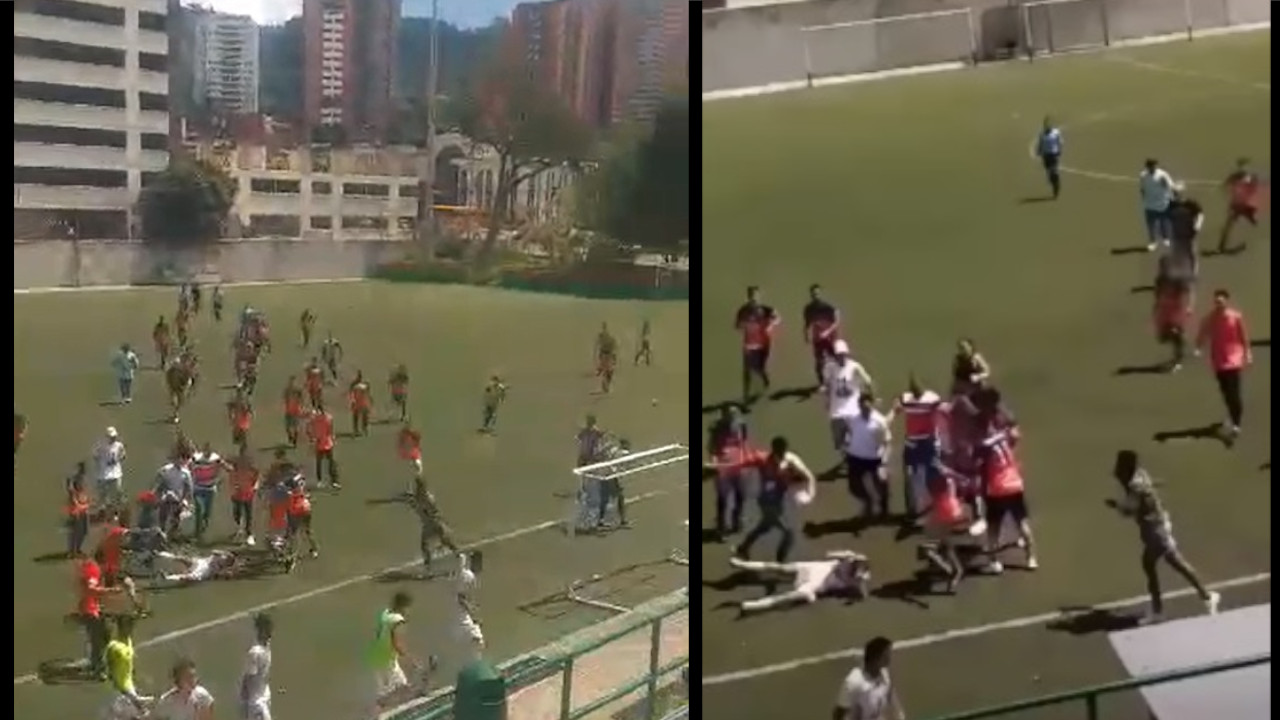 [Video] Batalla campal entre futbolistas de Talentos de Envigado y Patriotas