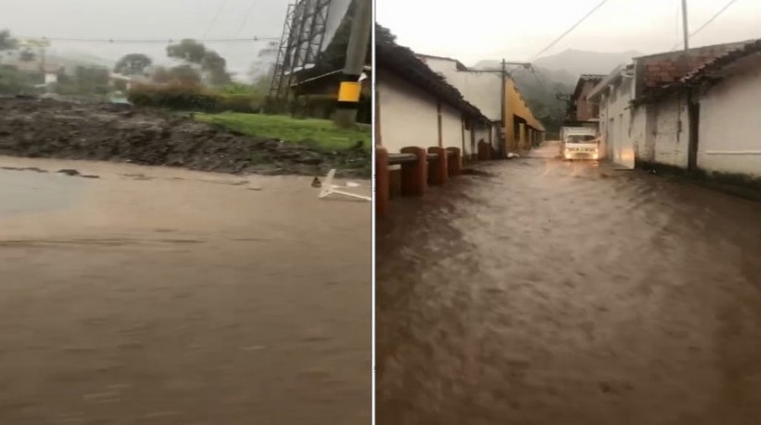 VIDEOS: Por el aguacero, varias calles resultaron inundadas en El Retiro, Antioquia