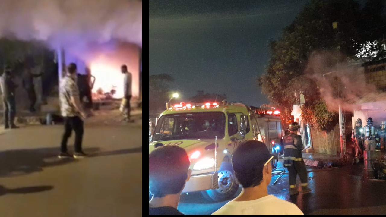 [Video] Se prendió un taller de motos en Robledo Miramar