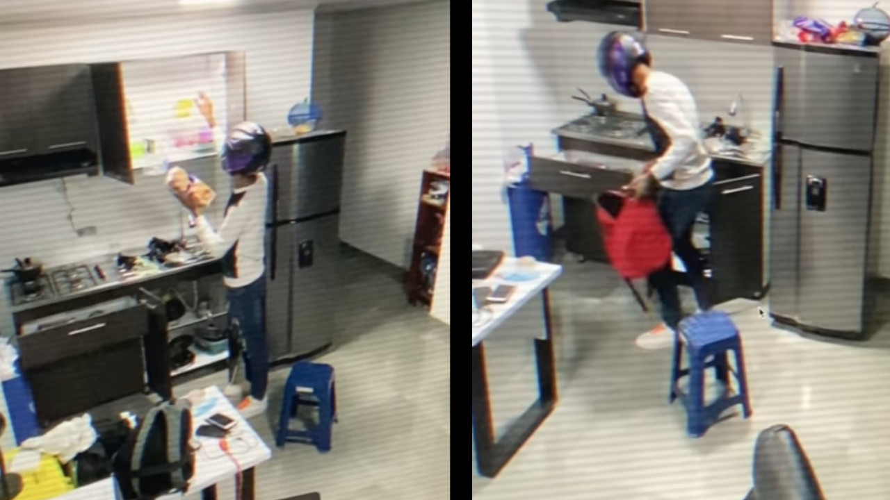 [Video] ¡Tenia era hambre! Un ladrón se llevó solo el mercado en una vivienda