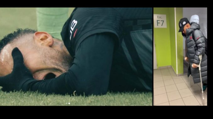 En muletas tuvo que salir Neymar luego de fuerte caída en partido entre PSG y Saint-Etienne En muletas tuvo que salir Neymar luego de fuerte caída en partido entre PSG y Saint-Etienne