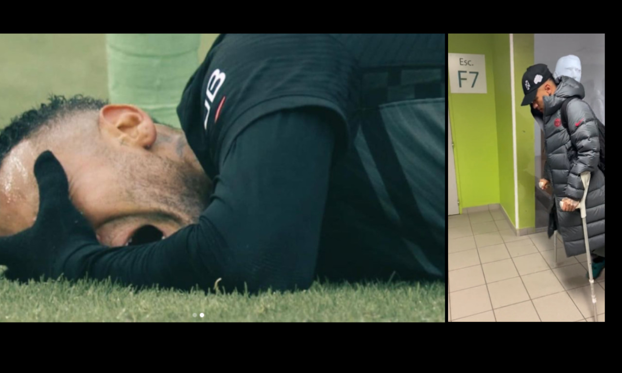 En muletas tuvo que salir Neymar luego de fuerte caída en partido entre PSG y Saint-Etienne