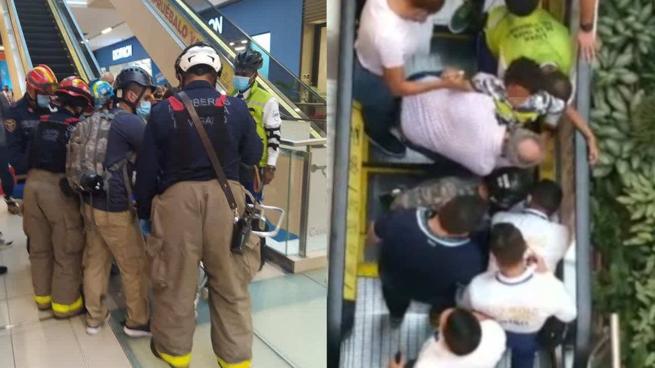 [Video] ¡Qué susto! Niño se enredó en las escaleras eléctricas de un centro comercial de Envigado