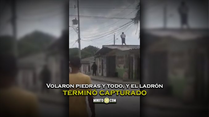 Video A lo Pablo Escobar Ladrón se montó a un techo para huir de la Policía pero se le vino todo encima Policía