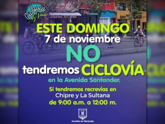 ¡Atención! Mañana domingo 7 de noviembre no habrá ciclovía por la Avenida Santander 1 Ciclovía