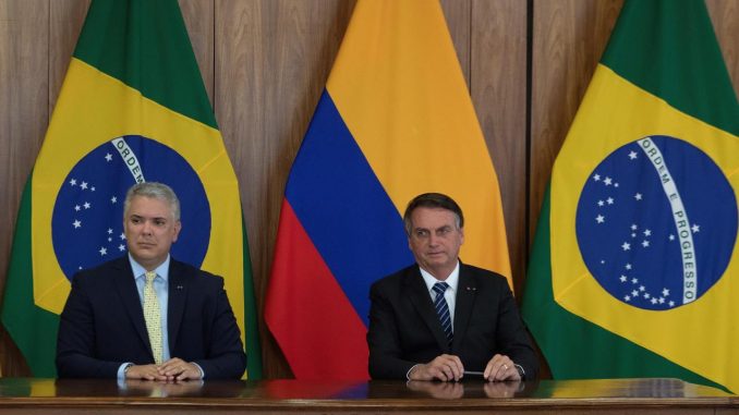 El presidente de Colombia Iván Duque con su homólogo de Brasil, Jair Bolsonaro, durante un encuentro en el Palacio do Planalto, en Brasilia, en foto de archivo. EFE/ Joédson Alves América Latina