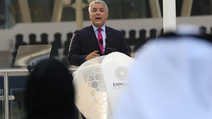 El presidente colombiano Iván Duque, el pasado viernes en la EXPO 2020, en Dubai. EFE/EPA/ALI HAIDER Duque