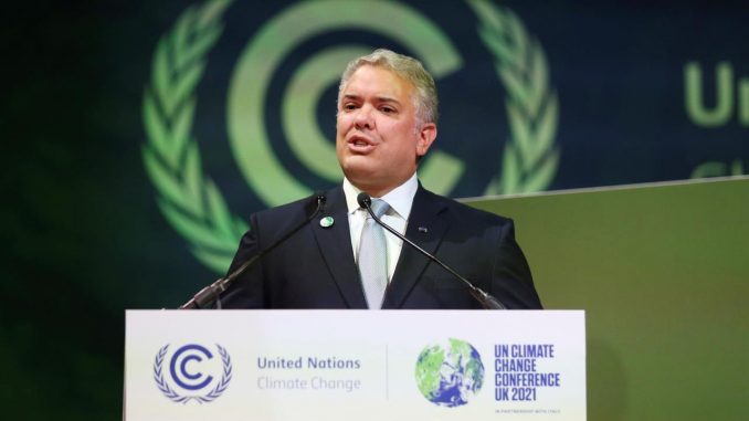 El presidente de Colombia, Iván Duque, en la COP26 el pasado martes. EFE/Robert Perry Duque