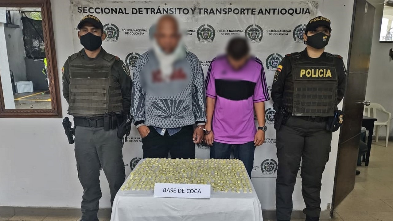 Capturados en La Pintada con varias dosis de base de coca