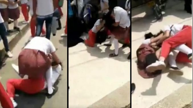 pelea estudiantes ninas ibague calle via