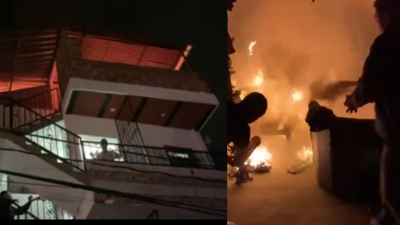[Video] Un globo con pólvora cayó en una vivienda en Bello y ocasionó un incendio