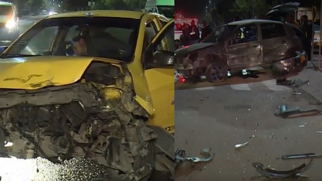 Familia se chocó con un taxi y hasta su perrito quedó herido