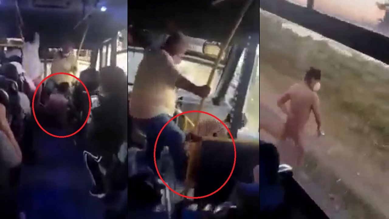 Desnudaron a hombre que se montó a un bus a robar