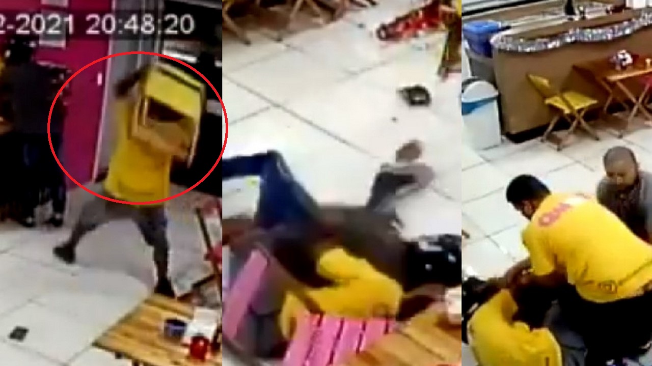 Le dieron tremenda paliza a ladrón en heladería