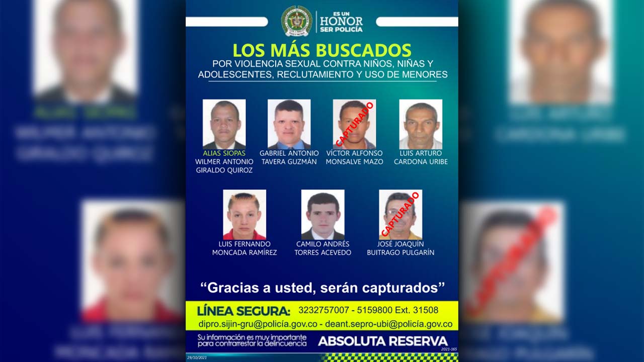 Los más buscados por delitos contra menores en Antioquia