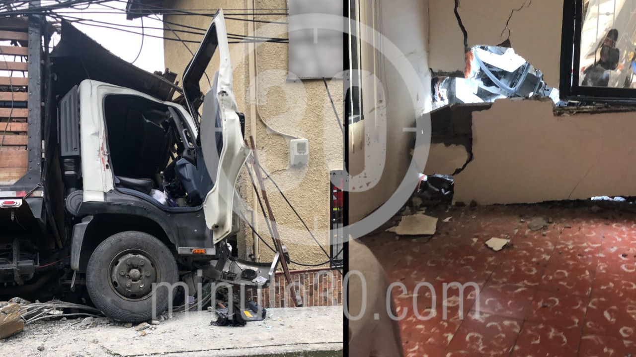 [Fotos] ¡Qué 'tiestazo'! Camión se quedó sin frenos y casi desbarata una casa en Envigado