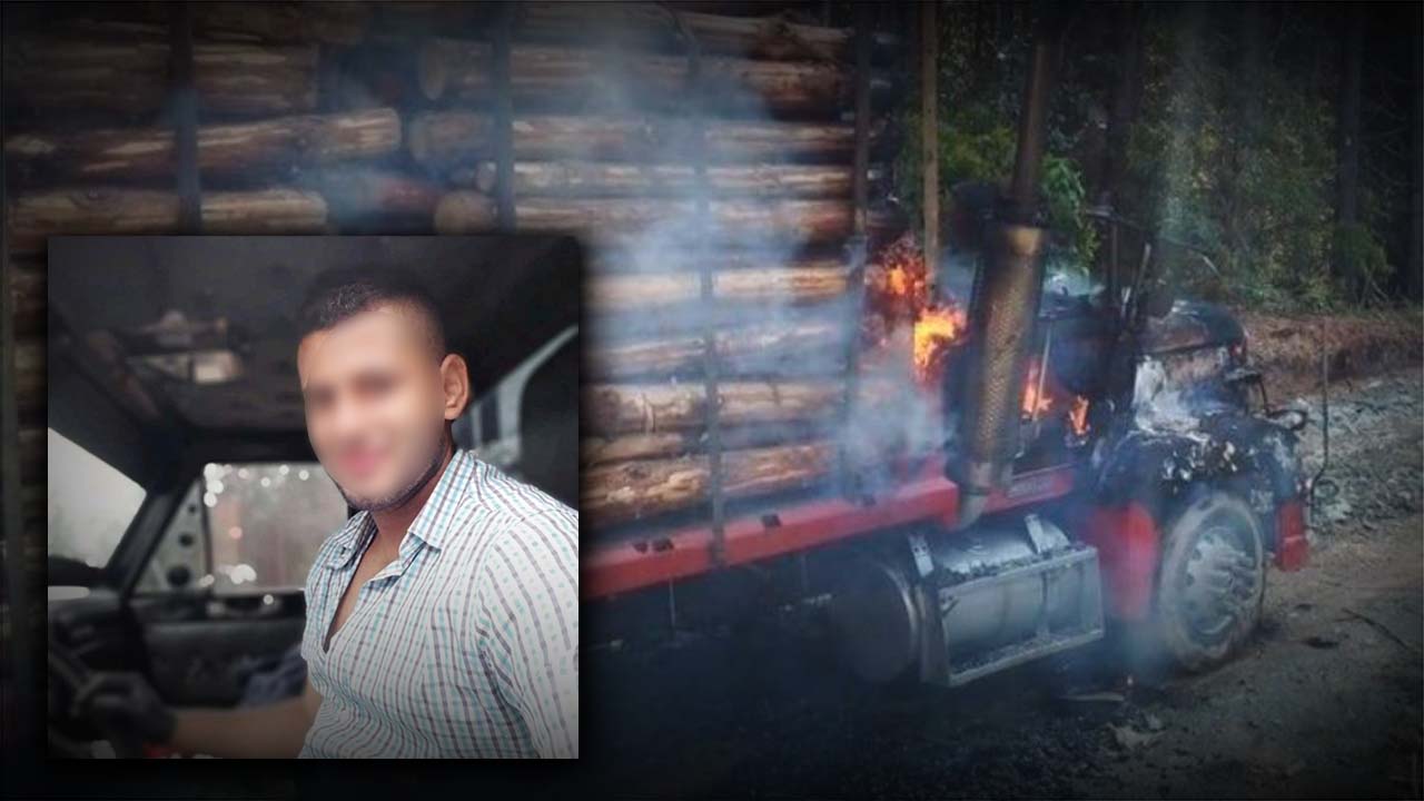Mataron a un camionero en Cauca y hasta le quemaron el vehículo que llevaba madera (1)