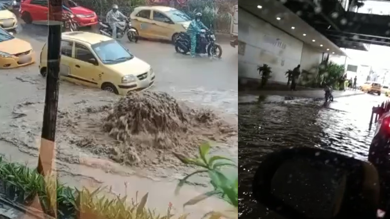 ¡Se aguó 'San Valentín'! Por las lluvias varias calles de Medellín terminaron inundadas