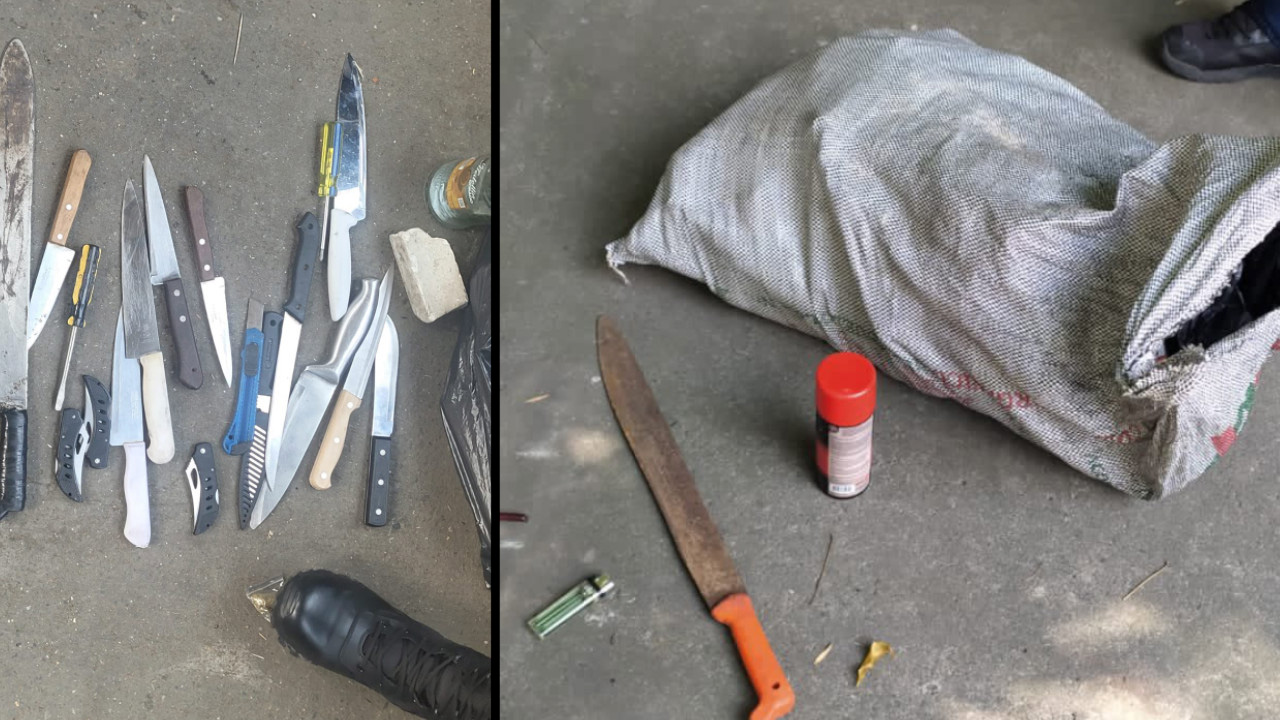 Con cuchillos en mano y hasta machetes hinchas de Millonarios pretendían ingresar al estadio de Envigado