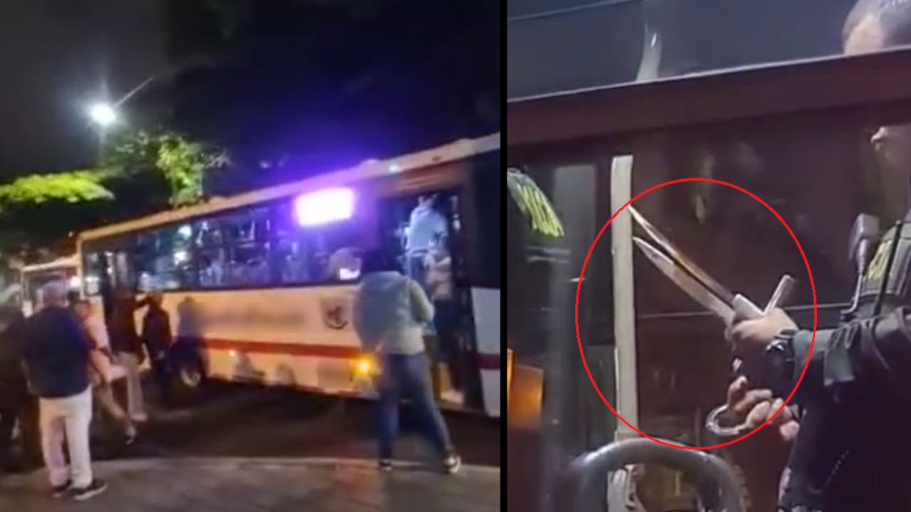 [Video] Pasajeros encerraron en un bus a presuntos ladrones en Medellín