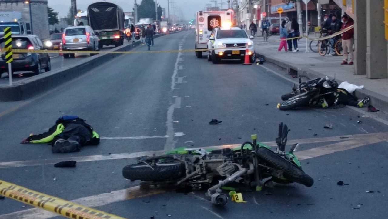 Dos motociclistas se mataron en Funza, Cundinamarca