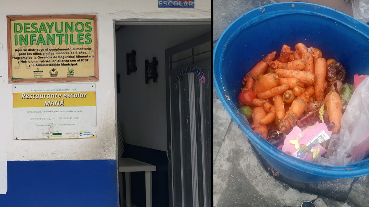 ¡Indignante! Encontró una caneca repleta de alimentos dañados a las afueras de un colegio en Caucasia, Antioquia
