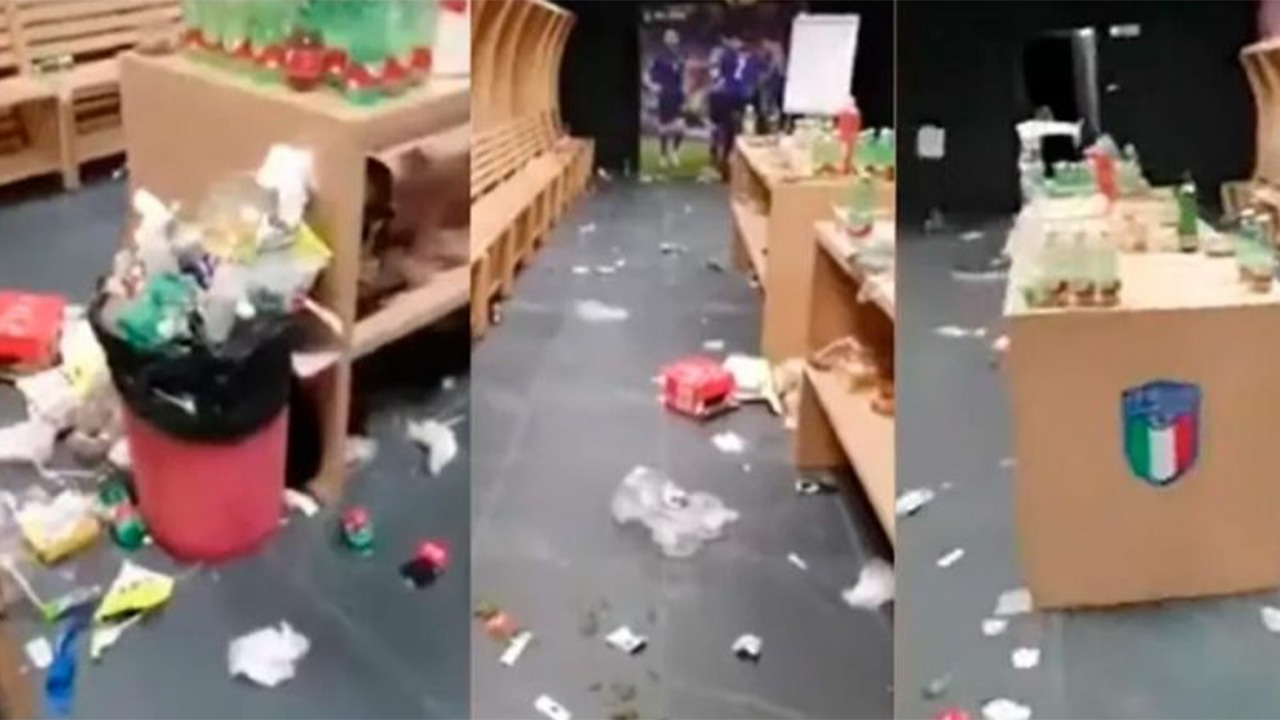 Así dejó el vestuario la selección italiana tras derrota con Macedonia