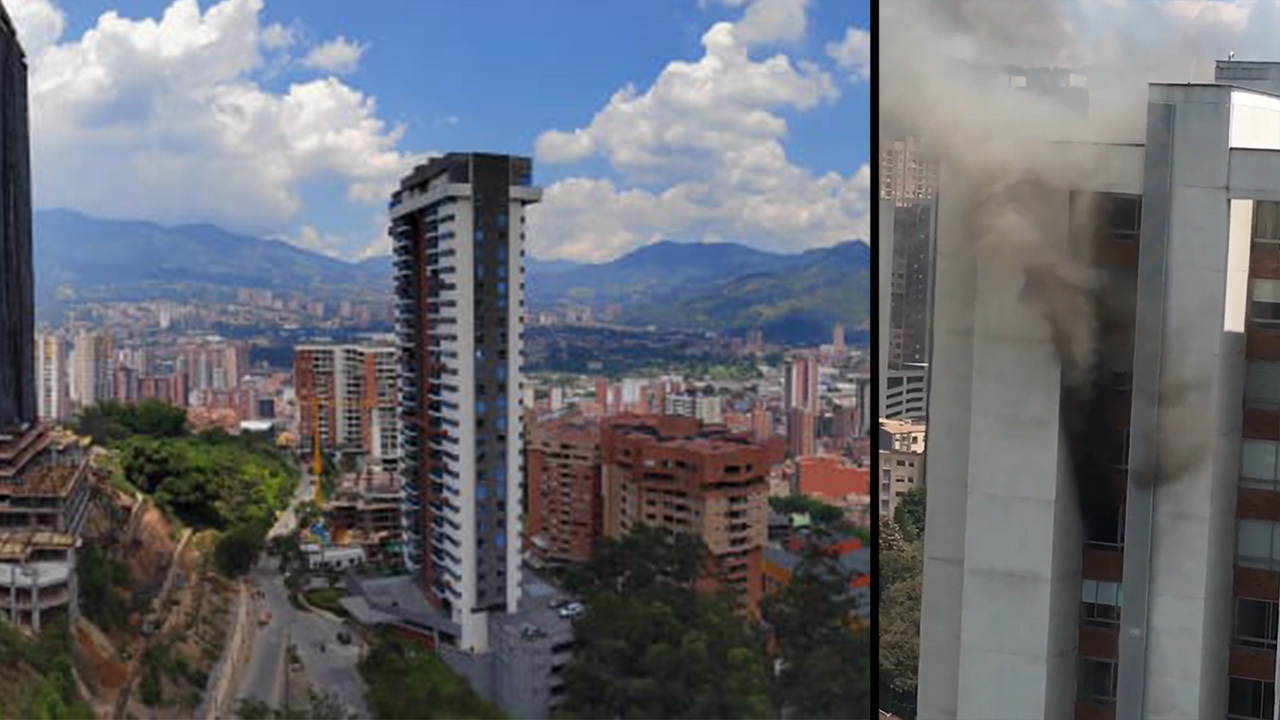 Bomberos controlaron un voraz incendio en el piso 18 de un edificio en Sabaneta