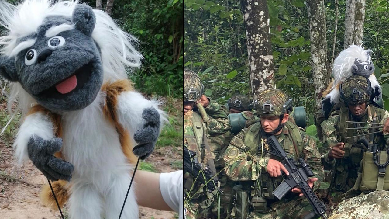 Con Franco, títere que representa al mono tití, Ejército da consejos sobre el cuidado del medio ambiente