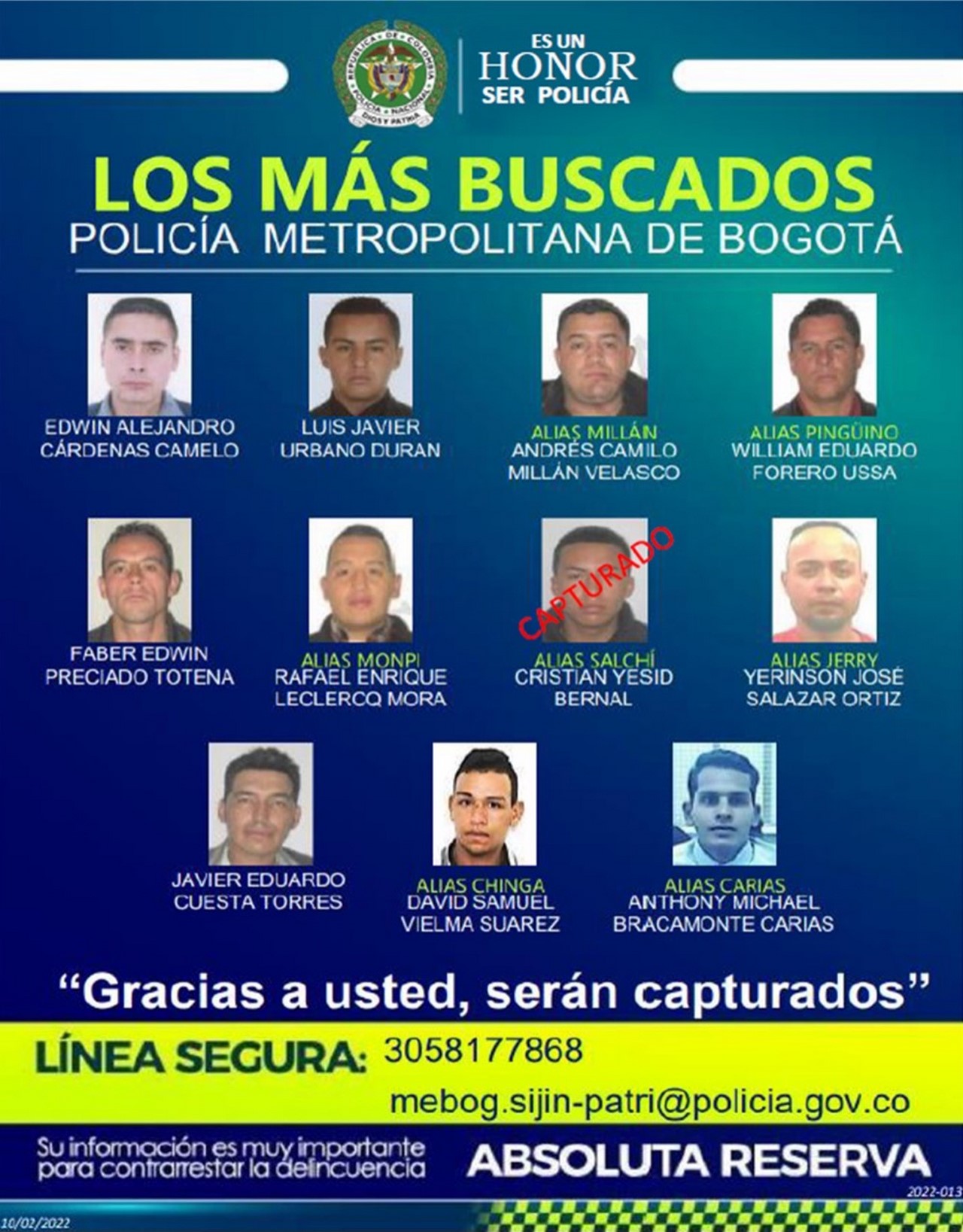 ¡Véalos bien! Estos son los más buscados por hurto y homicidio en Bogotá 2 bog1