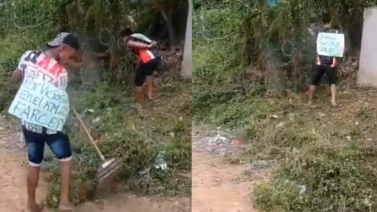 [Video] Pusieron a unos hombres a limpiar una calle "por viciosos"