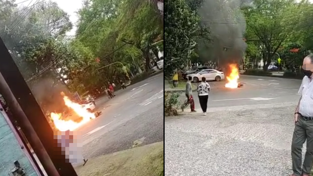 [Video] ‘Lacra’ en Envigado madrugó a robar pero terminó correteado y hasta con la moto incendiada