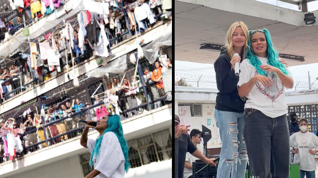Karol G cantó a todo pulmón para las privadas de la libertad en la cárcel el Buen Pastor de Bogotá