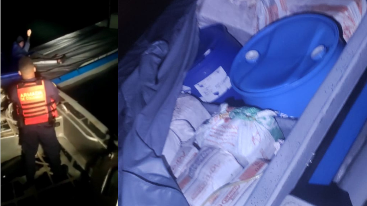 Alcanzaron lancha que salió de Urabá con 64 bultos de cocaína y cuyo destino era EE.UU
