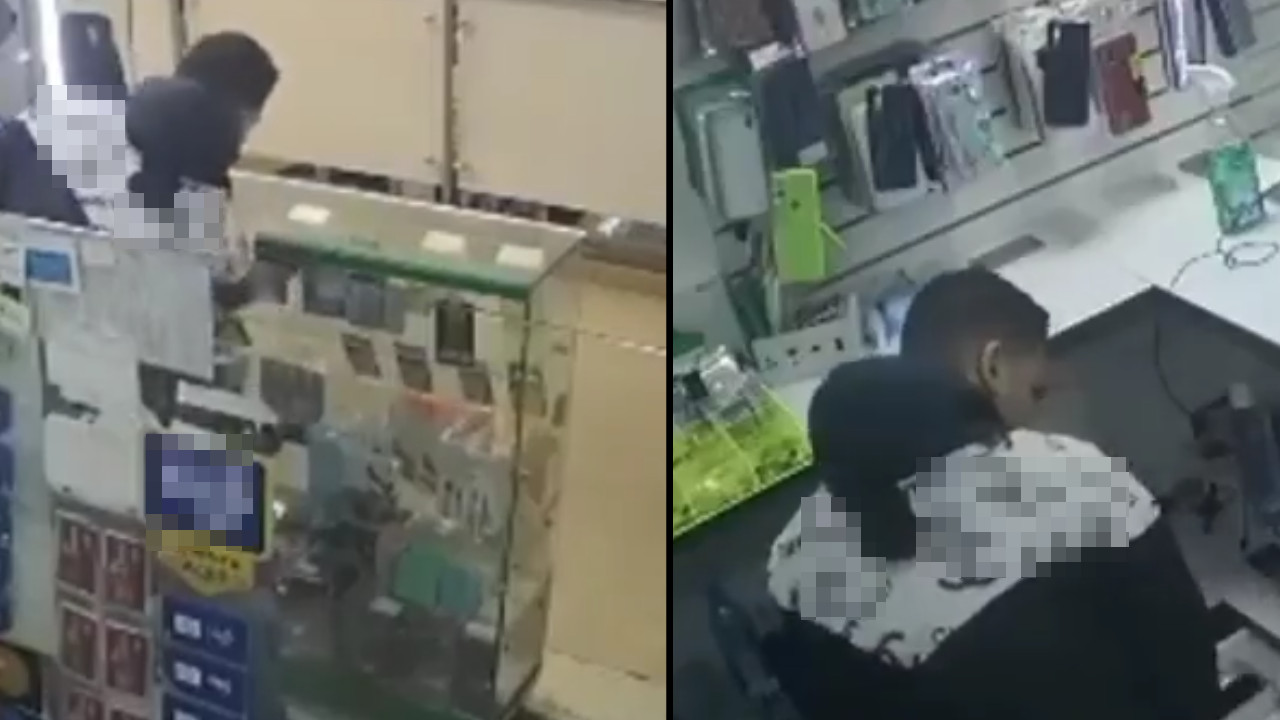 Con total descaro, un empleado desocupó la caja registradora y hasta escogió el celular que quiso en un local de Medellín