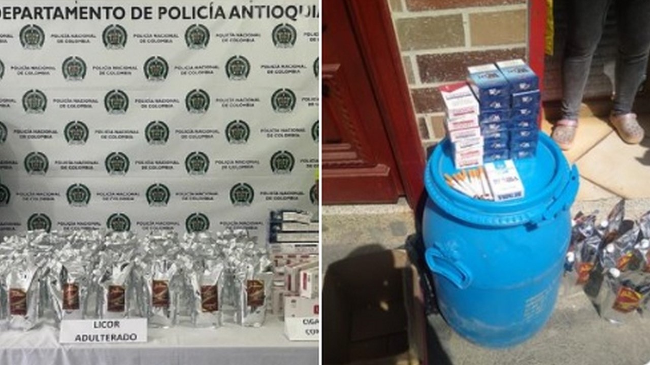 Sonsón: hallan licor adulterado y cigarrillos de contrabando