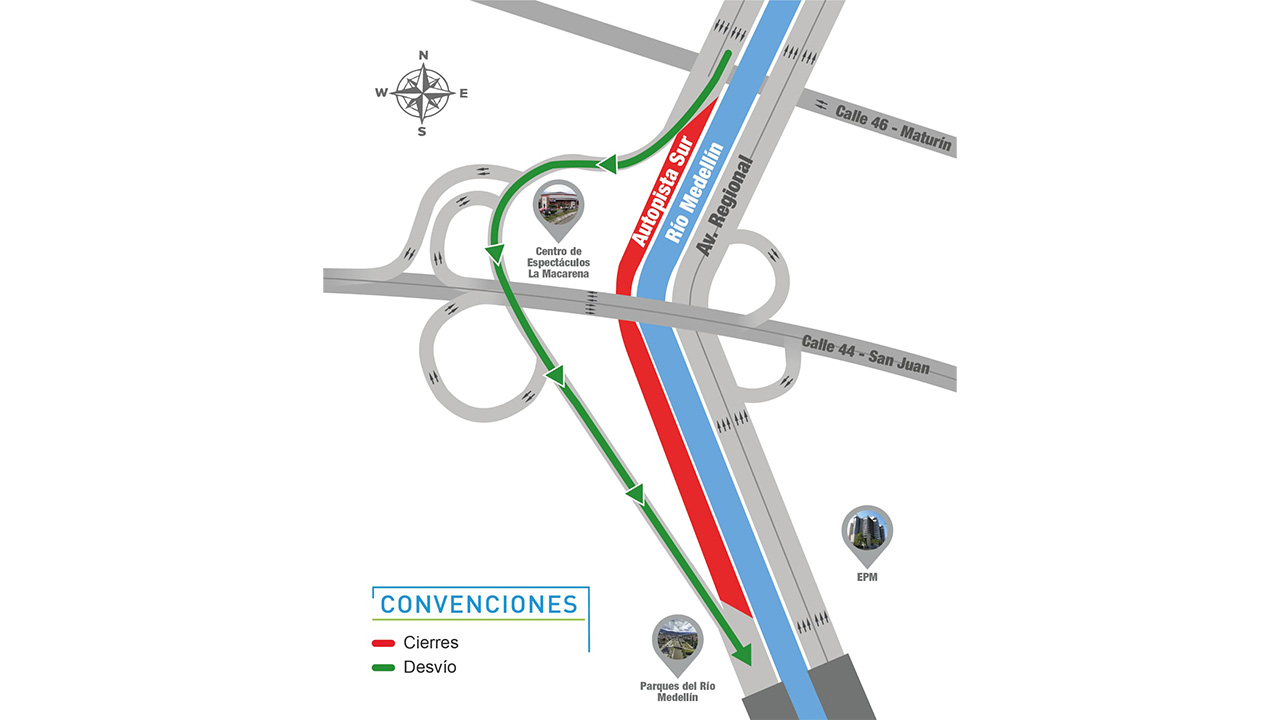 ¡Ojo! Desde el jueves habrá cierre en un tramo de la Autopista Sur por obras de alcantarillado 2 Ruta alterna Cierre Autopista Sur
