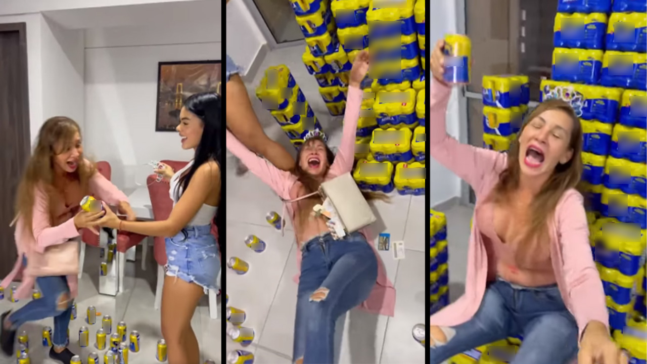 La reacción de una mamá paisa que recibió de regalo mil cervezas