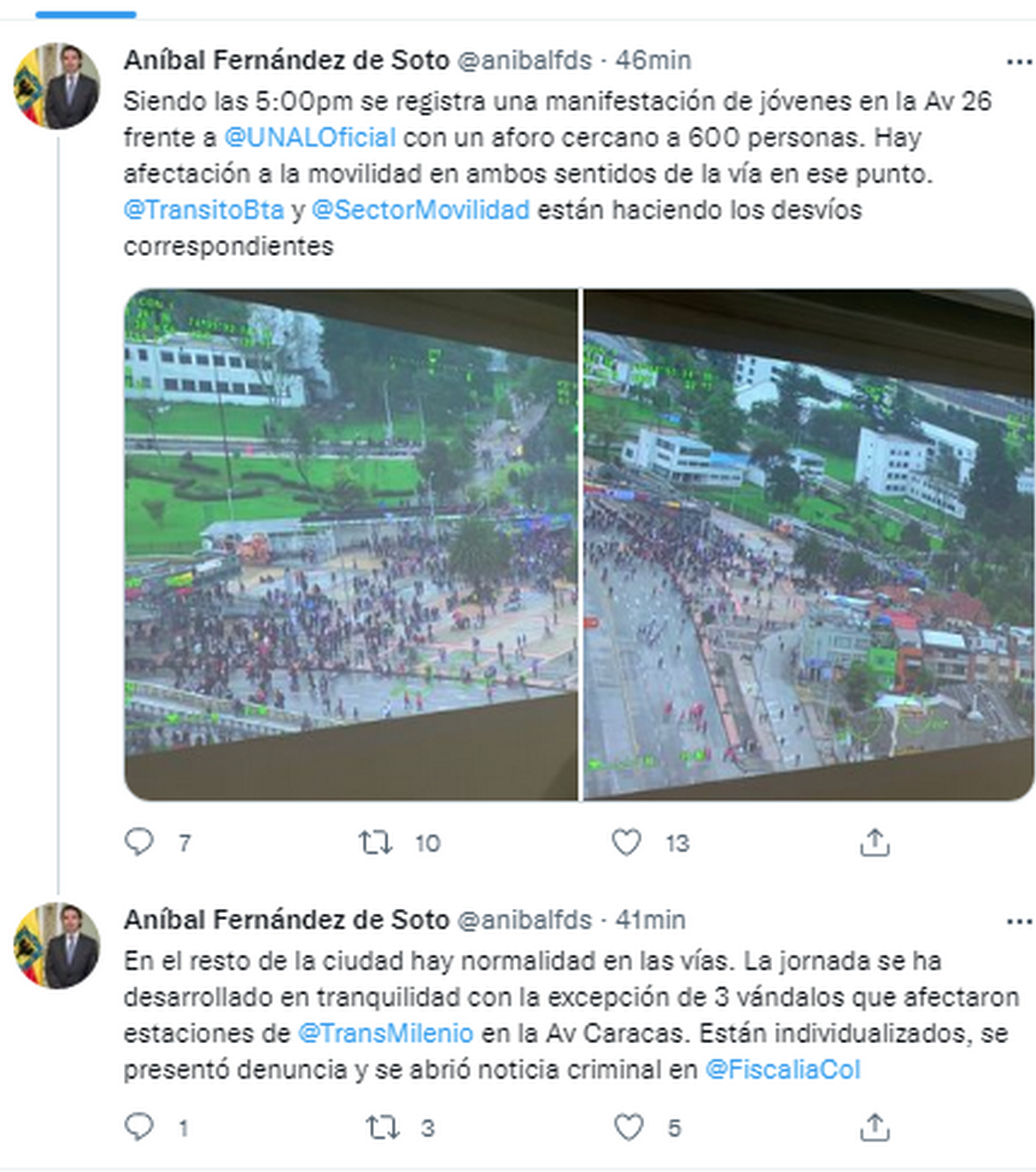 Movilizaciones en Bogotá transcurren en completa calma 4 Movilizaciones en Bogota transcurren en completa calma