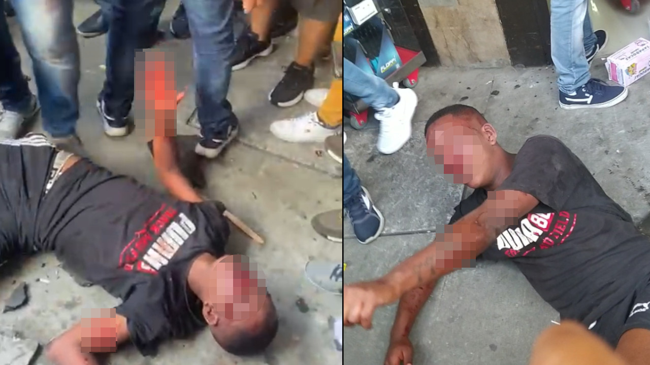 [Video] Hicieron sangrar a un presunto ladrón, lo alcanzaron en pleno centro de Medellín