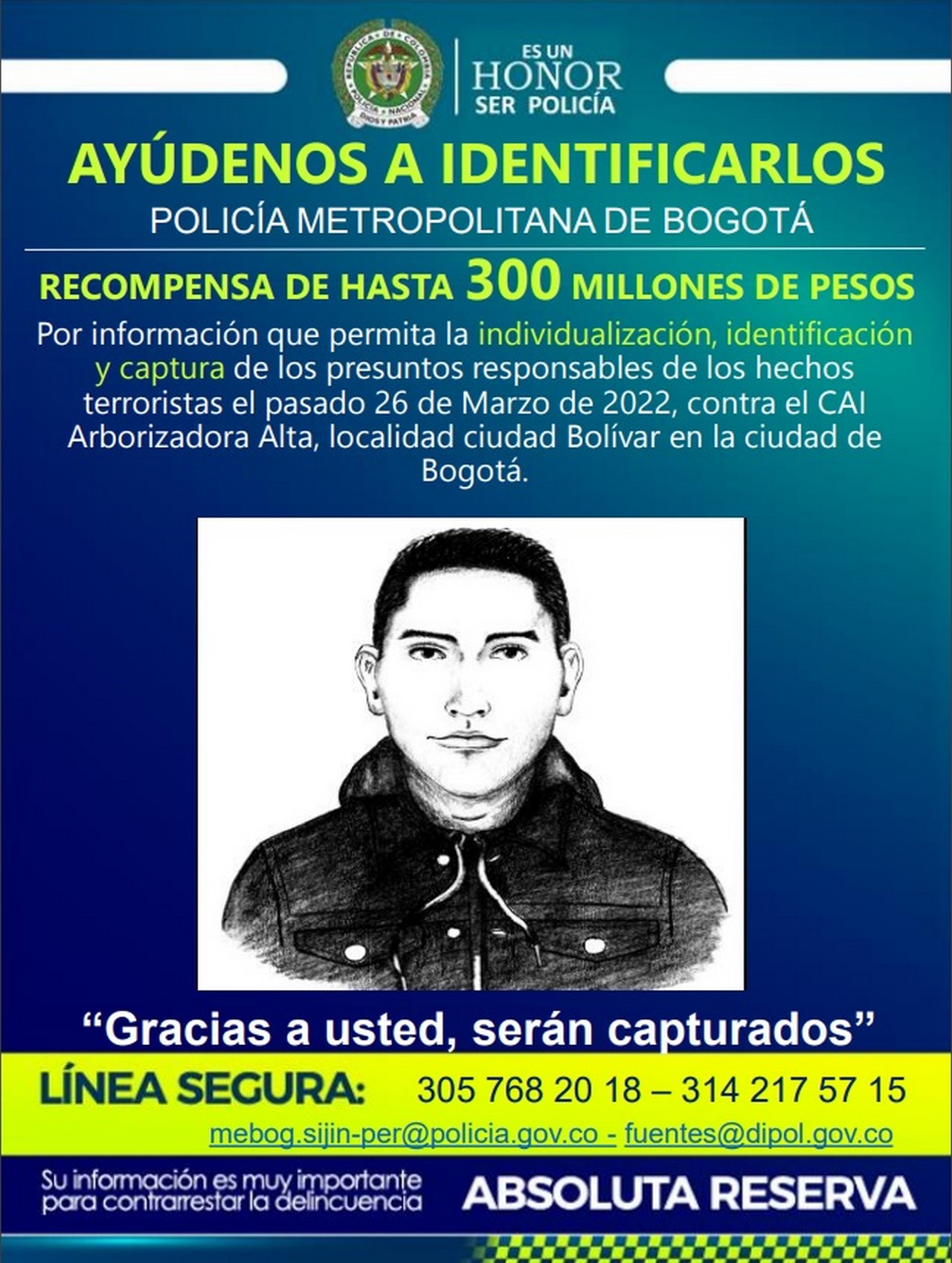 Revelan retrato hablado del presunto responsable del atentado contra el CAI de Ciudad Bolívar en Bogotá 2 atentado2