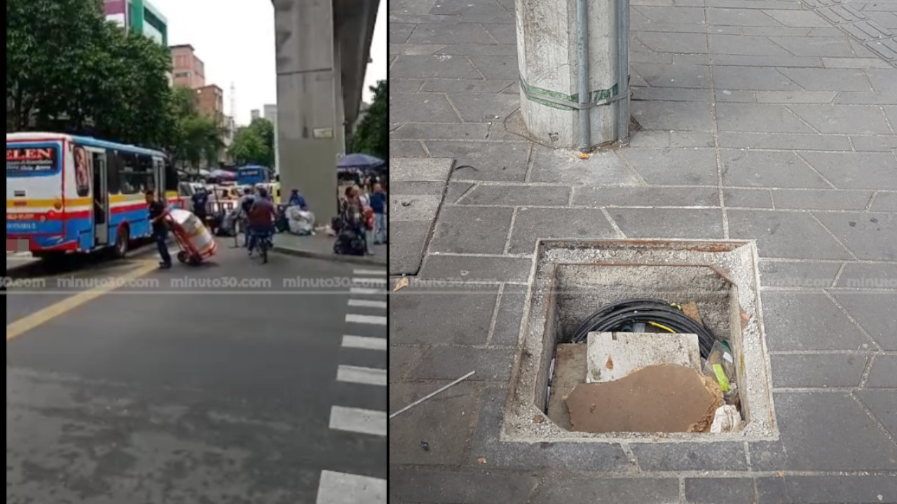 'Ratas' tienen el centro de Medellín lleno de huecos, se están robando las tapas de los contadores