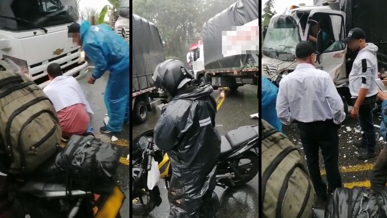 [Video] ¡Más raro! Tres camiones se chocaron por Matasanos