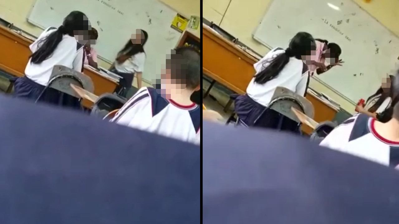 ¡De no creer! Estudiante en Bello le quebró un huevo en la cabeza a su profesora