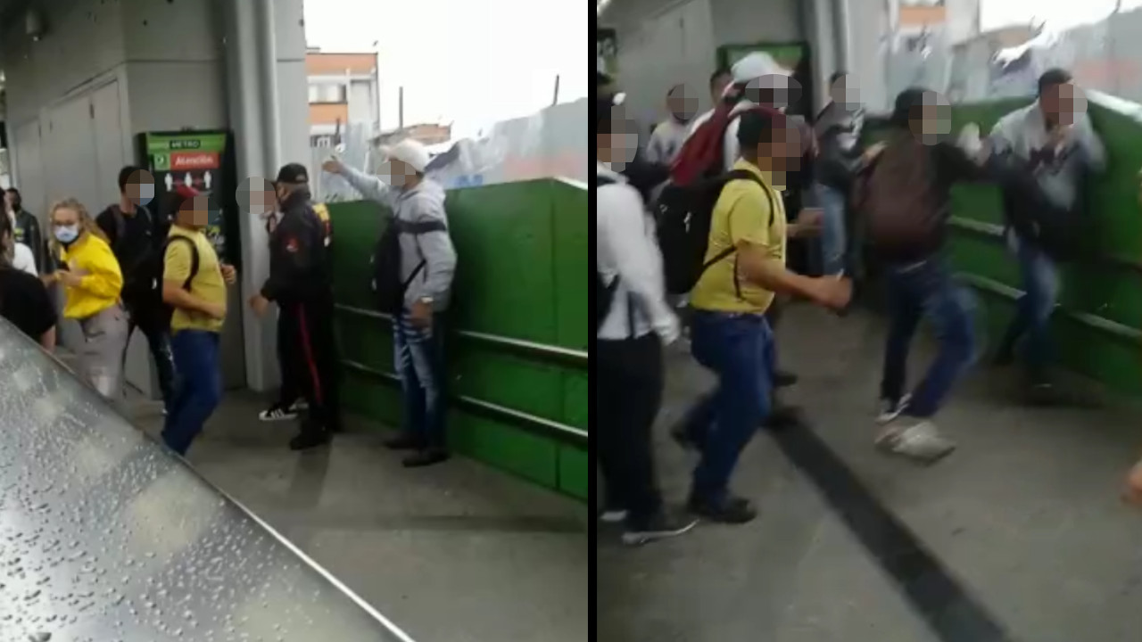 Acusaron a dos sujetos de ladrones y lo levantaron a puño y 'pata' en una parada del tranvía en Medellín